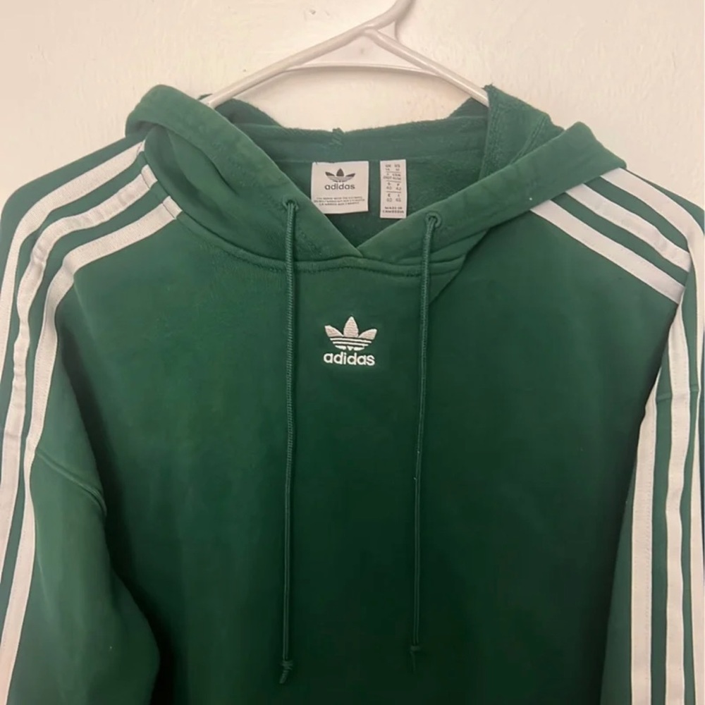 adidas green cropped hoodie vintage